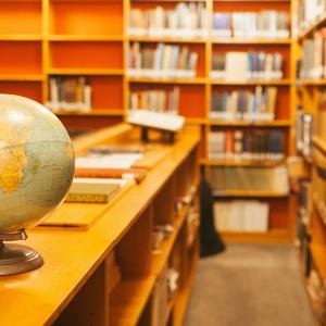 Image of a Library with a globe
