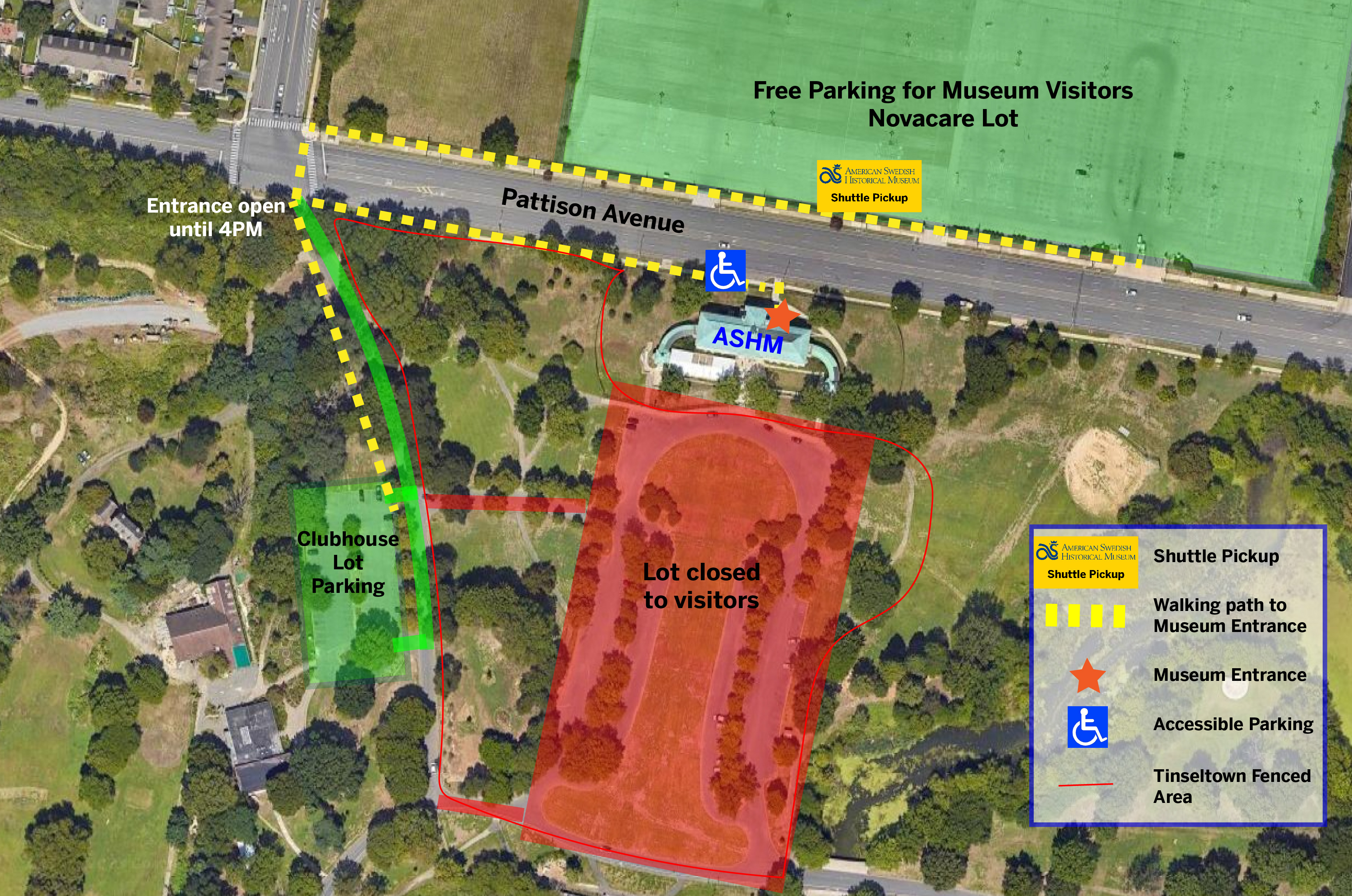 Map for parking at ASHM between 10/25/23 and 1/12/24