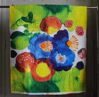 One of a kind Marimekko Quilt, watercolor print