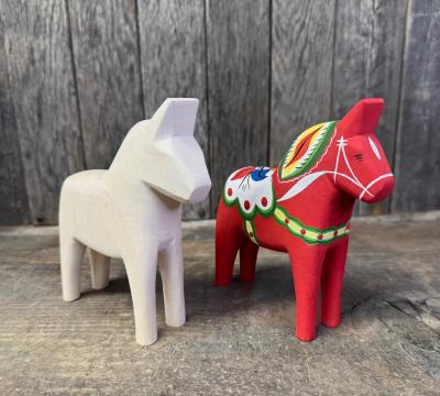 Unpainted & Painted Dala Horse