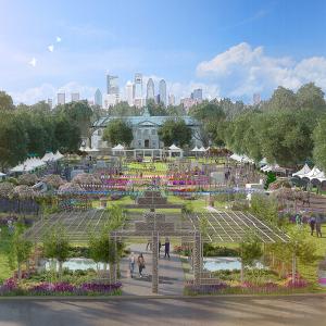 Rendering of the PHS Flower Show booths Rendering of the PHS Flower Show booths