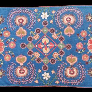 Woven blue fabric with floral pattern woven blue fabric with floral pattern